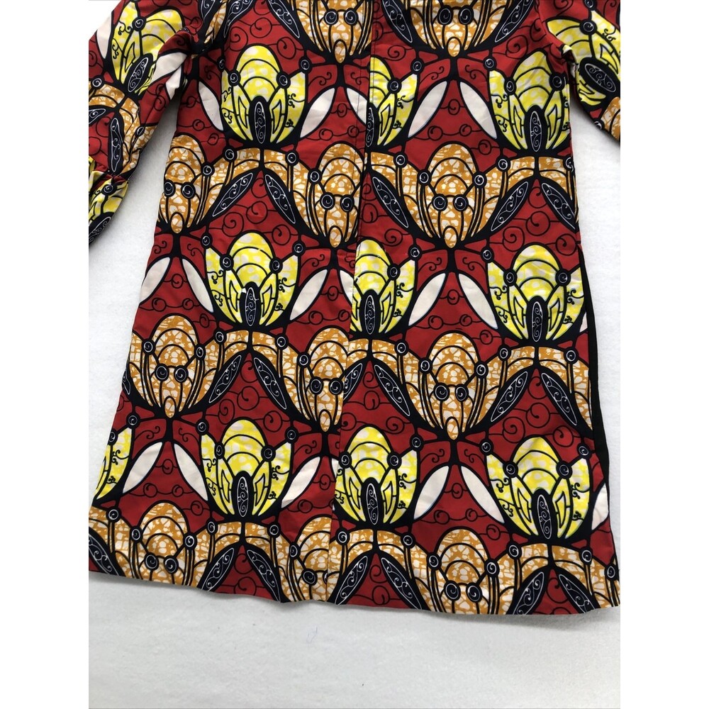 Fantabela Women's Dress Shirt Size 38 African Print Puff Sleeve Multicolor - Picture 10 of 16